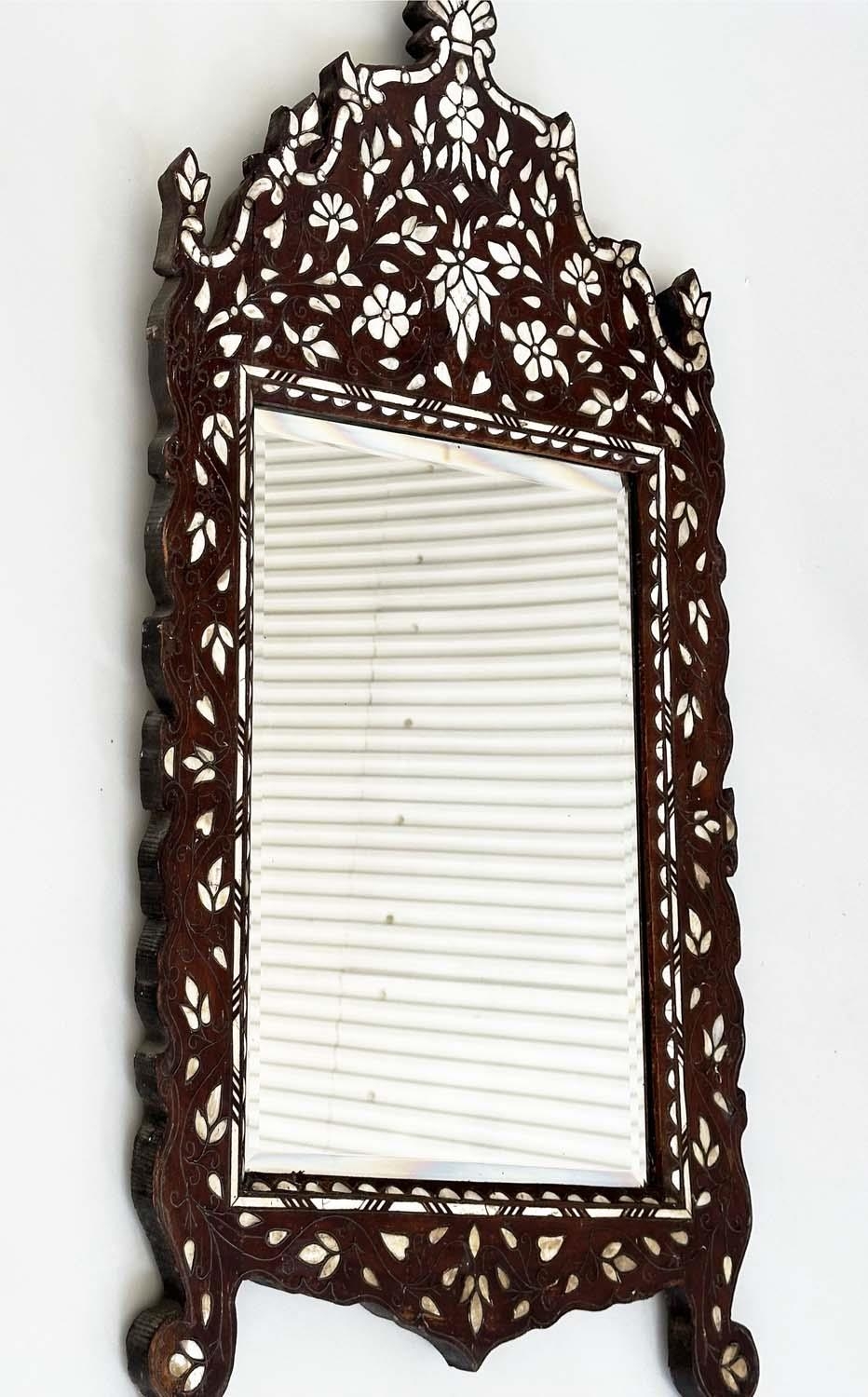 WALL MIRROR, early 20th century Syrian bone, silvered metal and mother of pearl inlay of crested - Image 5 of 7