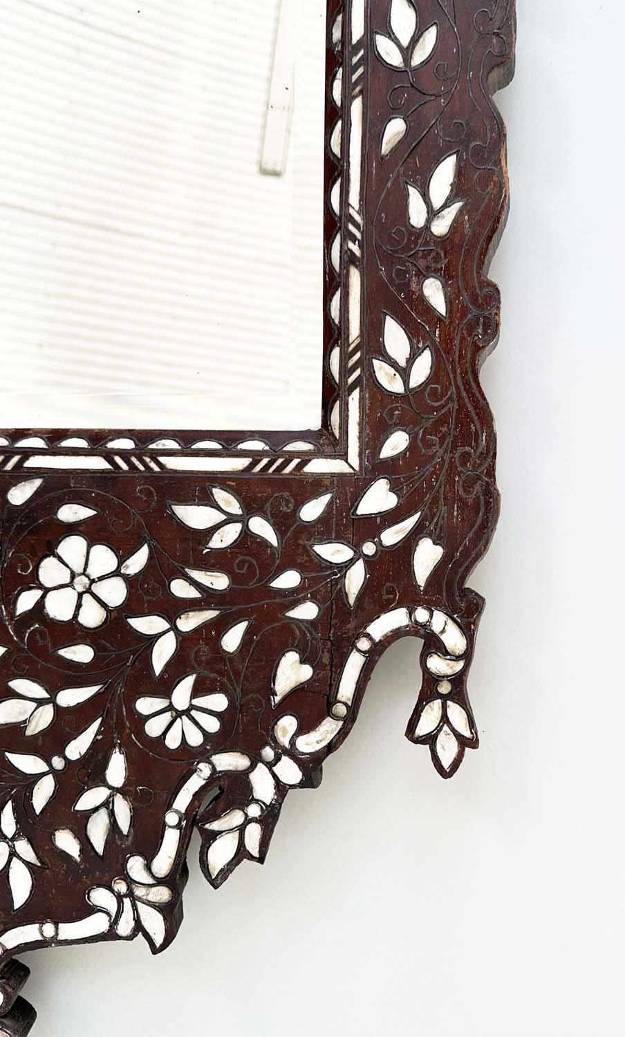 WALL MIRROR, early 20th century Syrian bone, silvered metal and mother of pearl inlay of crested - Image 3 of 7