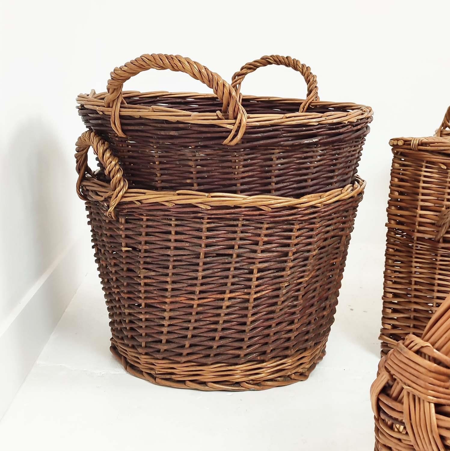 BASKETS, a set of seven, wicker in various sizes, to include a picnic hamper, 40cm H x 60cm x 40cm - Image 5 of 7