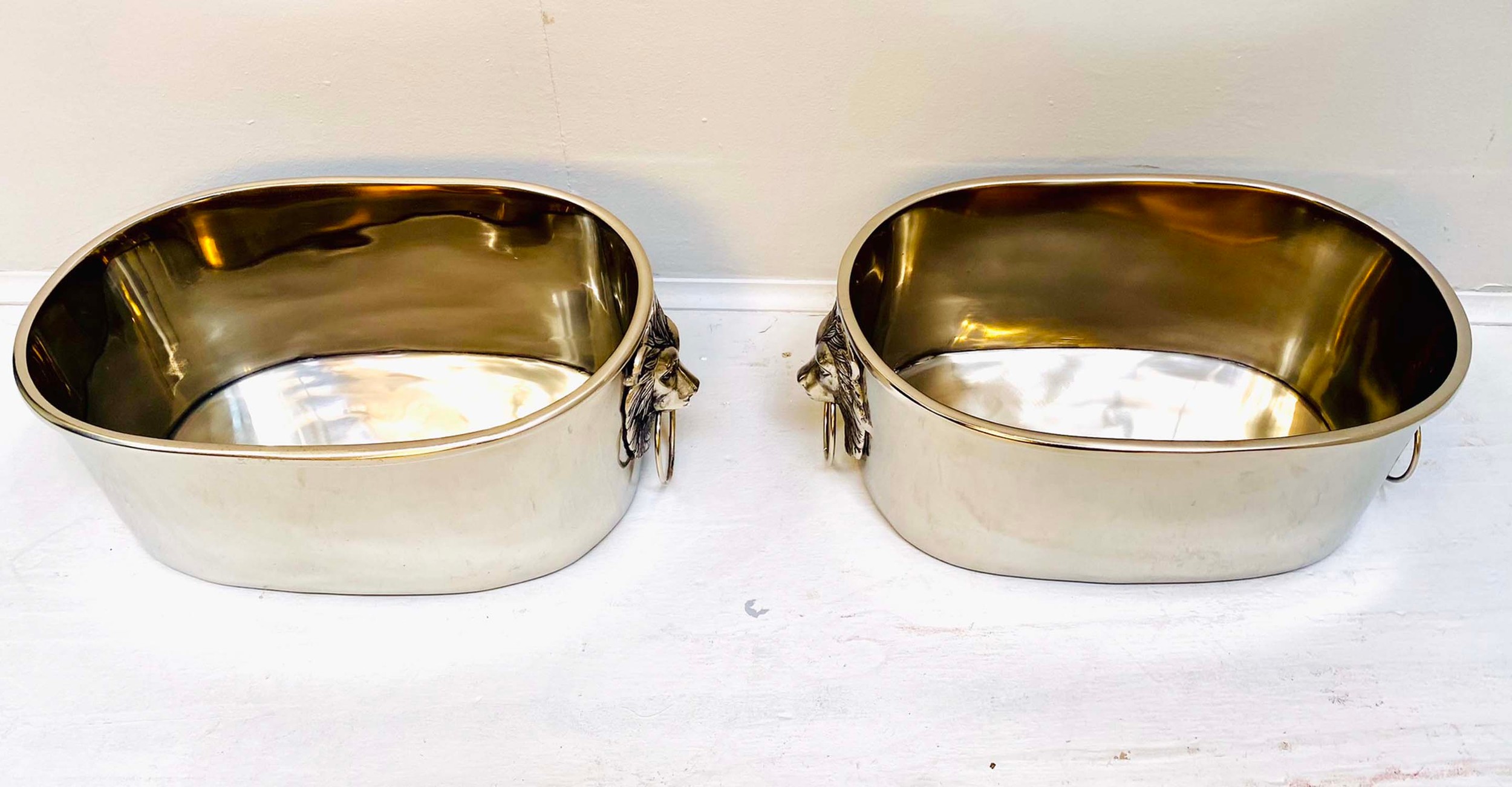 CHAMPAGNE BATHS, a pair, polished metal, 16cm H x 45cm x 26cm. (2) - Image 5 of 6
