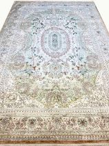 FINE PURE SILK HEREKE DESIGN CARPET, 295cm x 185cm.