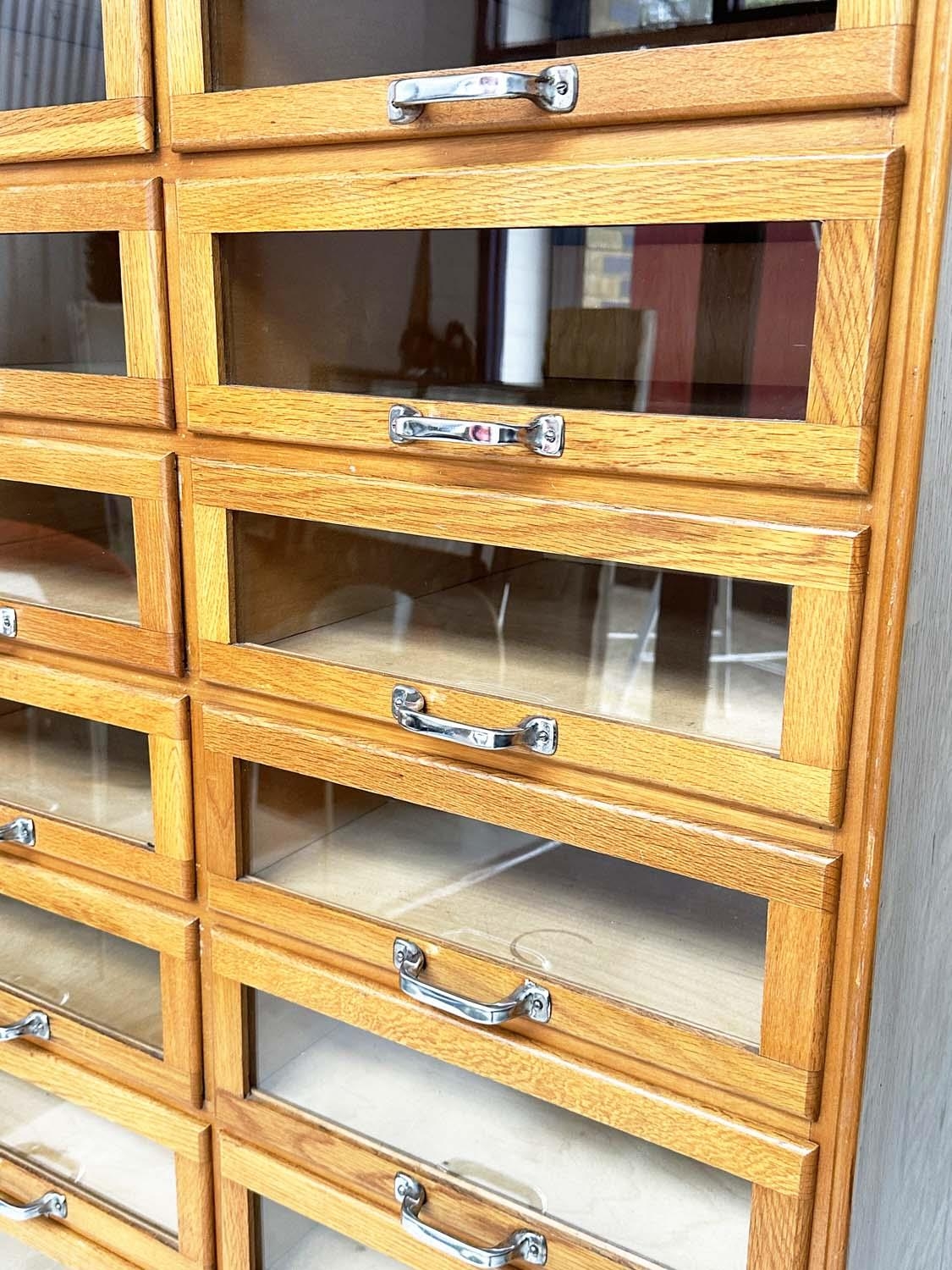 HABERDASHERY CABINET, mid 20th century oak with sixteen glazed drawers above four drawers, 199cm H x - Bild 7 aus 8