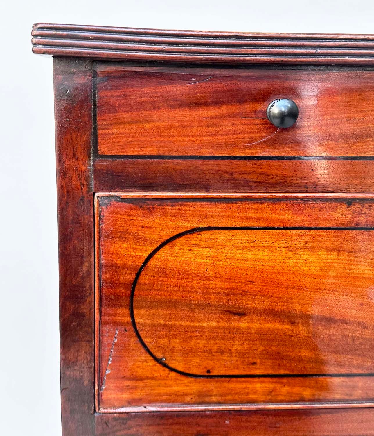 SCOTTISH HALL CHEST, early 19th century figured mahogany of adapted shallow proportions with real - Image 3 of 8