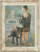 AFTER PABLO PICASSO, Boy with dog, o ff set lithograph, vintage French frame.