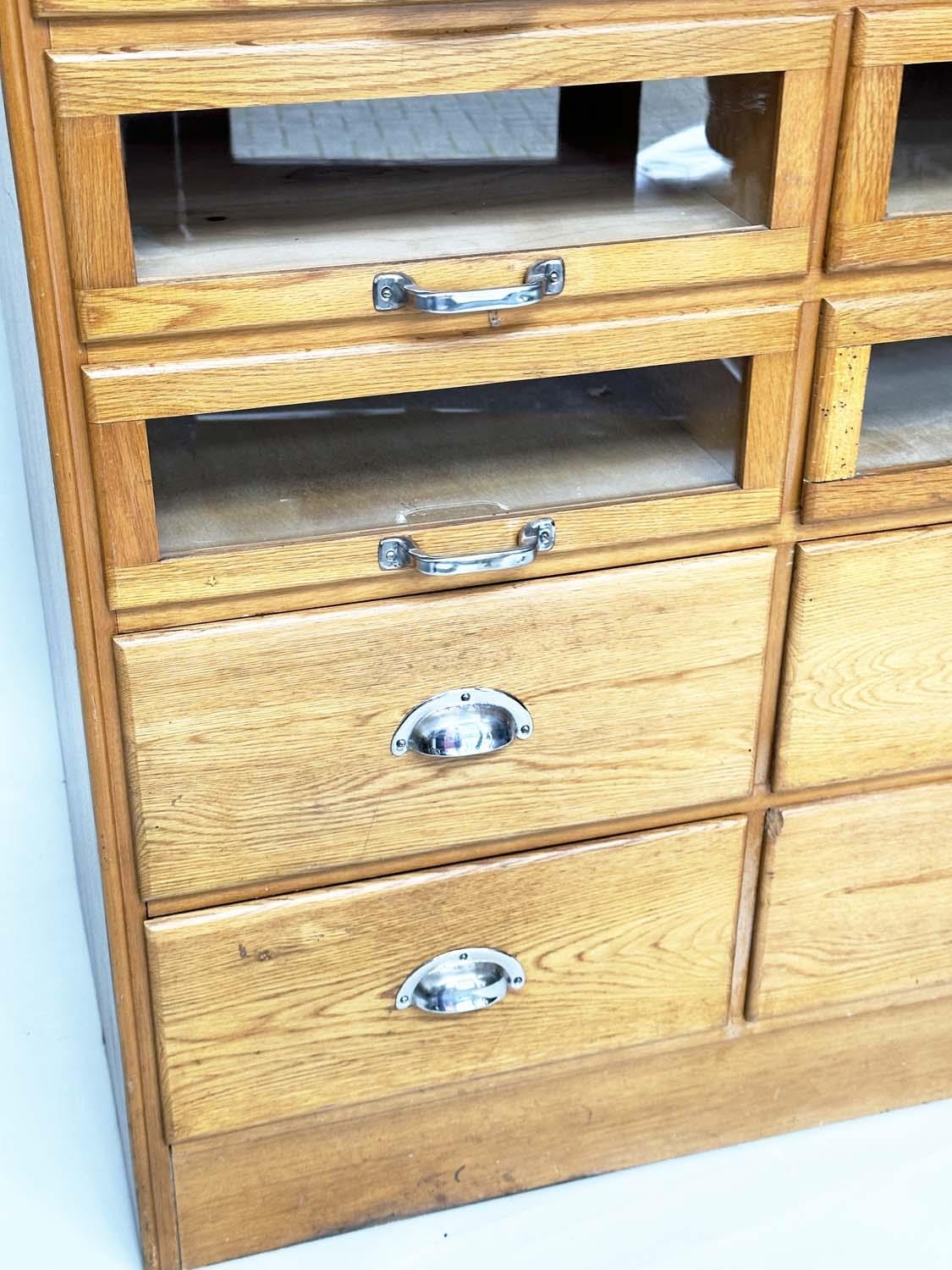 HABERDASHERY CABINET, mid 20th century oak with sixteen glazed drawers above four drawers, 199cm H x - Bild 3 aus 8