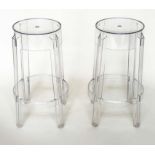 KARTELL CHARLES GHOST STOOLS, a pair, by Philippe Starck, 66cm H x 42.5 cm diam. (2)