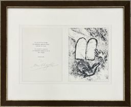 MARC CHAGALL, 'The tablets of law', lithograph, 23cm x 17cm, with signed and numbered