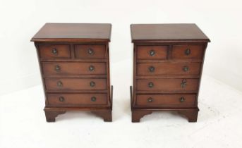 BEDSIDE CHESTS, a pair, Georgian style mahogany, each with five drawers, 64cm H x 39cm W x 33cm