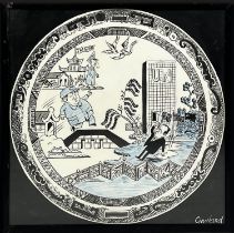 NICHOLAS GARLAND (b. 1935) 'Nixon, Mao Zedong and Zhou Enlai depicted on a willow pattern plate',