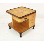ART DECO CENTRE TABLE, Swedish 1930's, maple, ash, marquetry and ebonised detail with two opposing