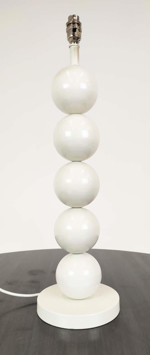 COACH HOUSE TABLE LAMPS, a pair, white metal ball stems, 62cm H. (2) - Image 3 of 5