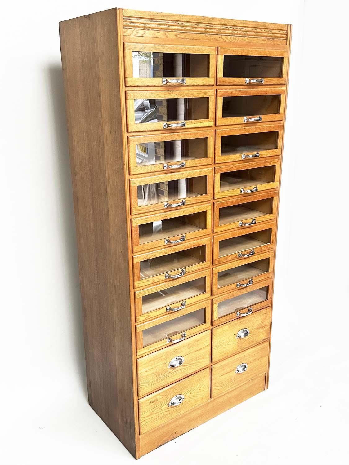 HABERDASHERY CABINET, mid 20th century oak with sixteen glazed drawers above four drawers, 199cm H x - Bild 8 aus 8