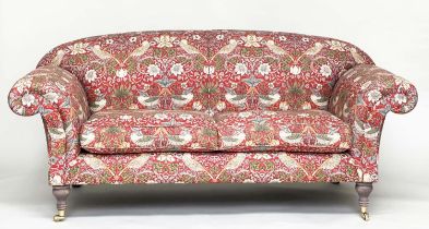 'STRAWBERRY THIEF' SOFA, traditional scroll arm and turned feet with William and Morris style