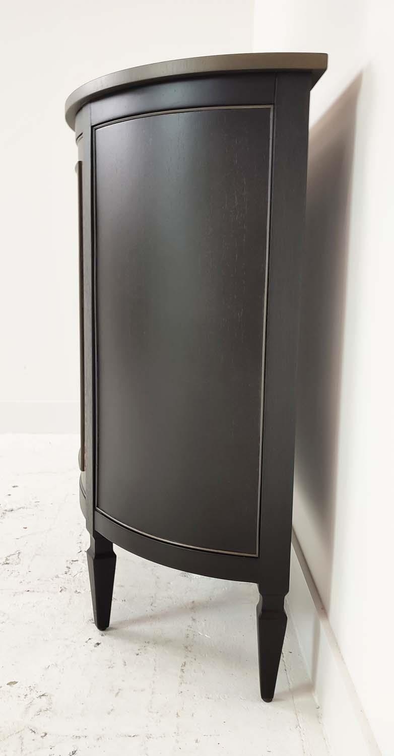 DEMI LUNE SIDE CABINET, black painted, lockable door, containing single shelf inside, 91.5cm x - Image 8 of 8