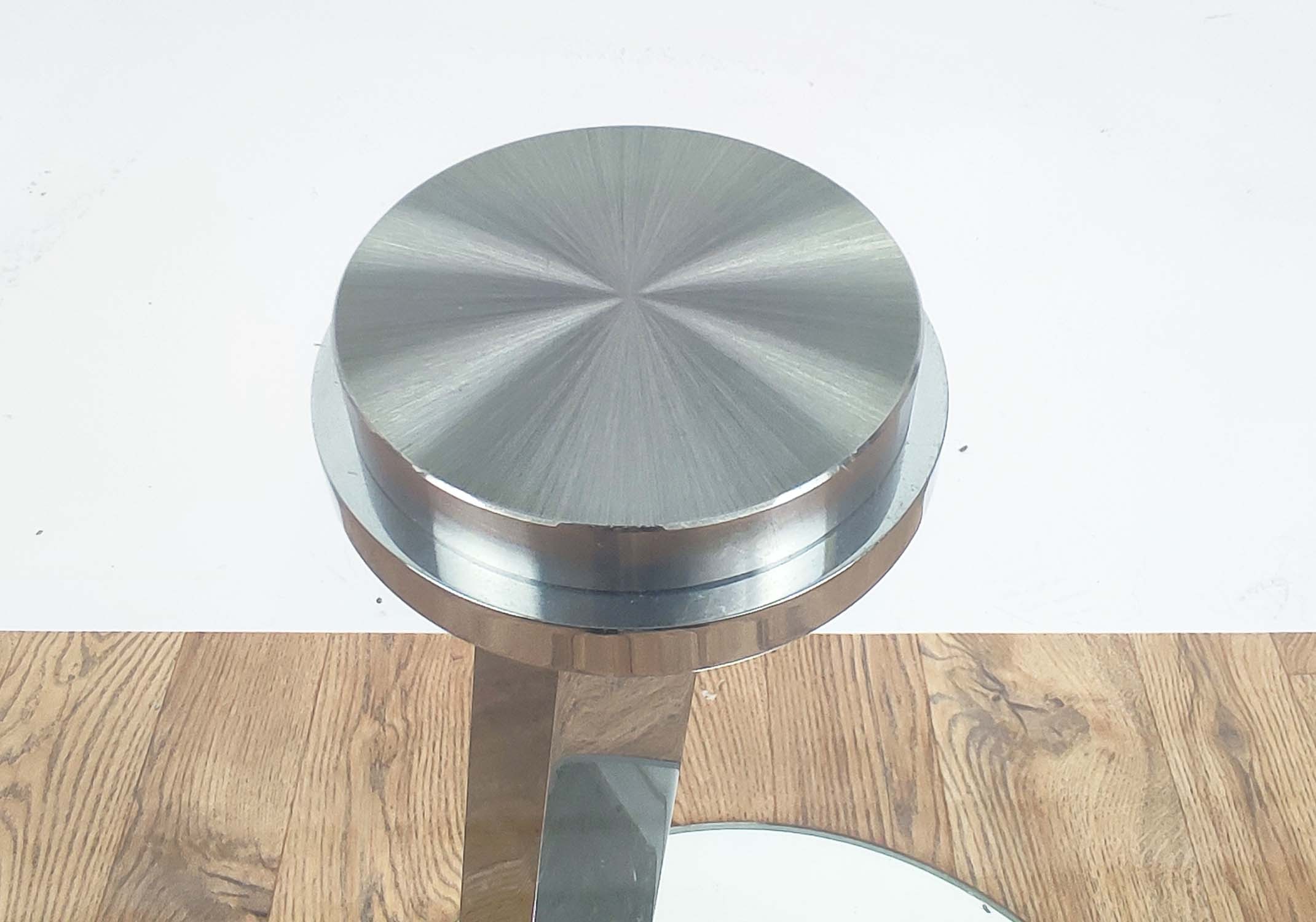 SIDE TABLE, contemporary design, mirrored base, glass top, 60cm diam x 55cm H. - Image 6 of 6