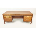 JENS RISOM EXECUTIVE DESK, mid 20th century teak with two banks of three drawers on stretchered