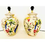 TABLE LAMPS, a pair, glazed ceramic bases, 46cm H approx. (2)