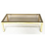 LOW TABLE, 1970s Italian brass and glass rectangular, 130cm x 60cm x 38cm.