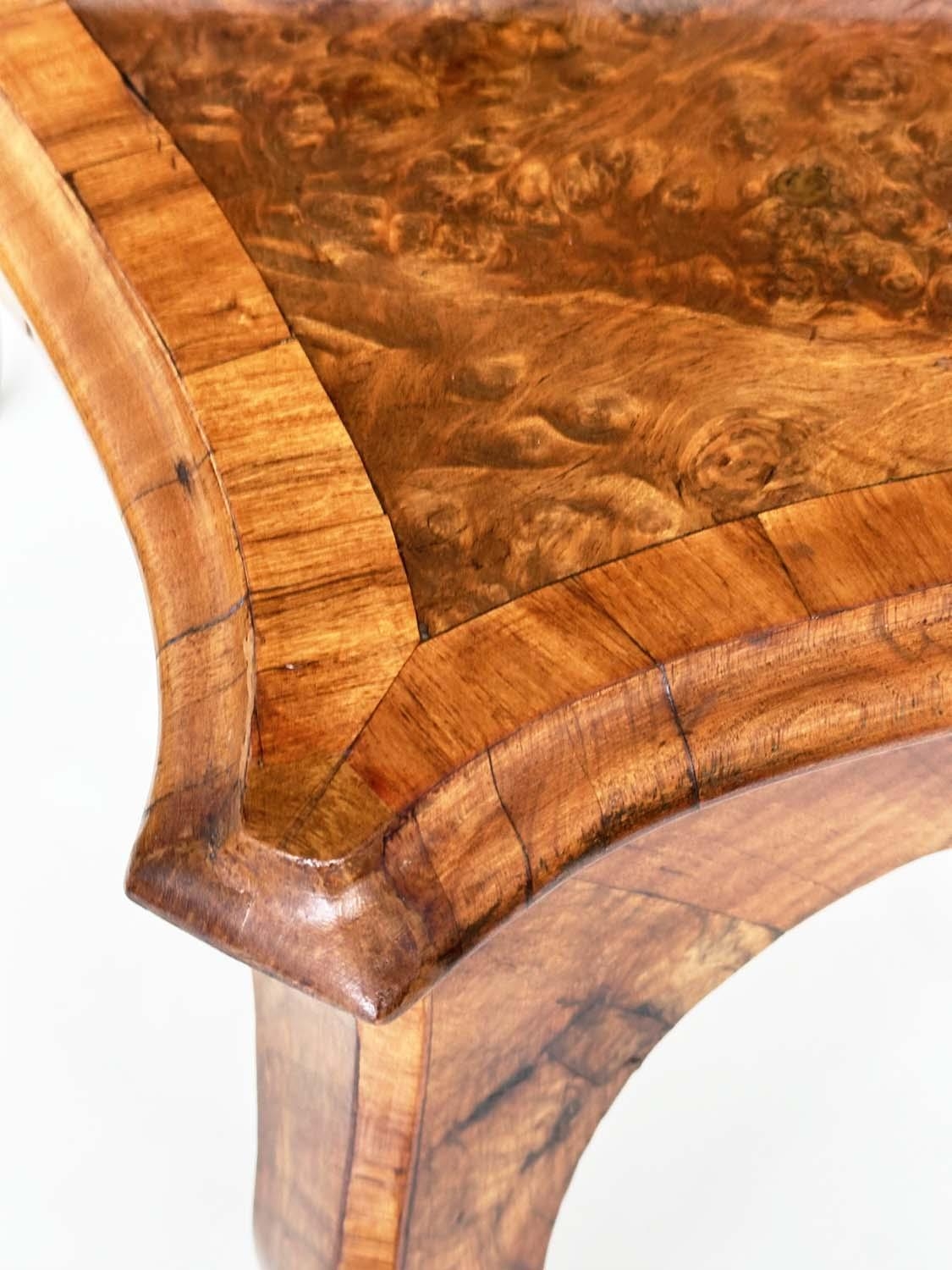 CENTRE TABLE, Victorian burr walnut with satinwood crossbanding and foliate marquetry on cabriole - Image 6 of 11