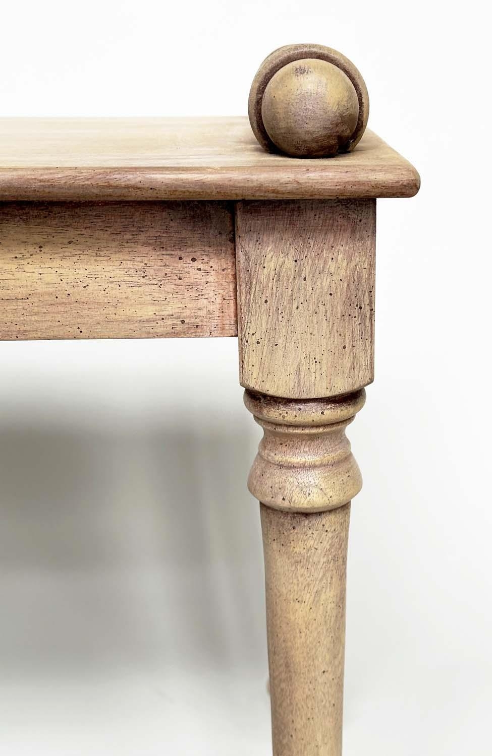 HALL BENCH, 19th century style vintage rectangular bleached mahogany with 'bolster' handles, 76cm - Image 3 of 7