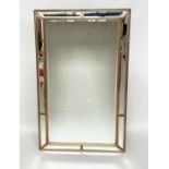 WALL MIRROR, tall Georgian style bevelled with giltwood rectangular beaded and marginal plates,