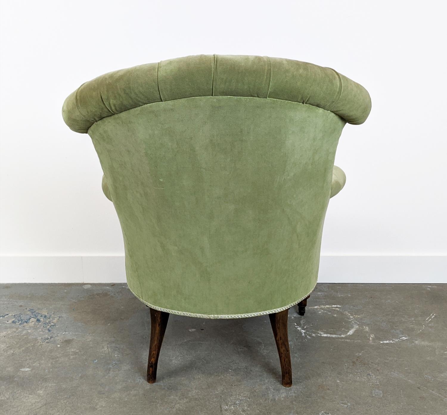 BERGERE, Napoleon III beechwood in green velvet with front castors, 93cm H x 79cm x 86cm. - Image 6 of 6