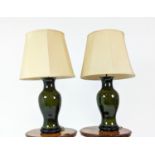 TABLE LAMPS, a pair, 84cm H, glazed ceramic, with shades. (2)