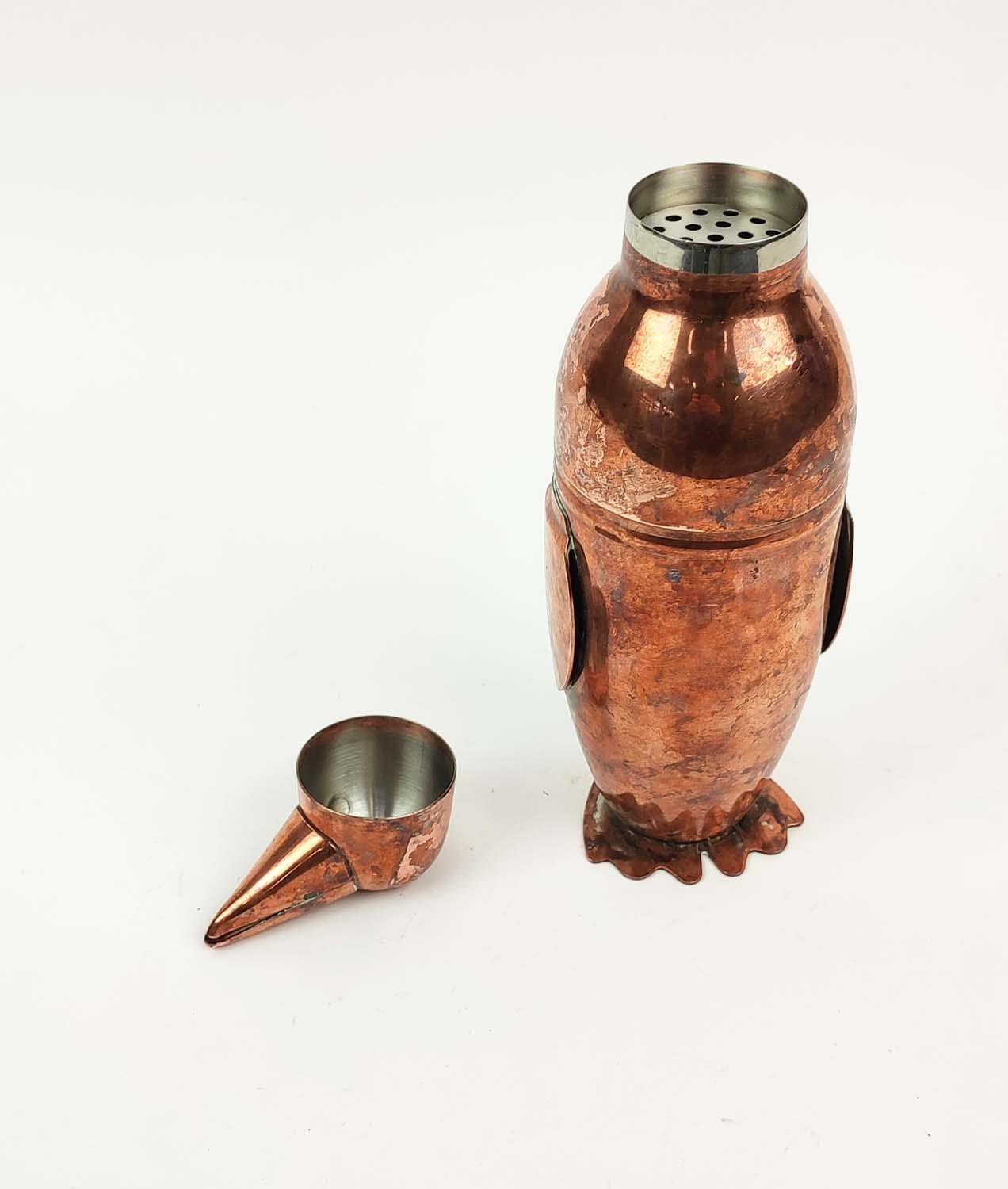 PENGUIN COCKTAIL SHAKER, copper, 25cm H, together with a set of metal cheese markers and a - Image 9 of 15