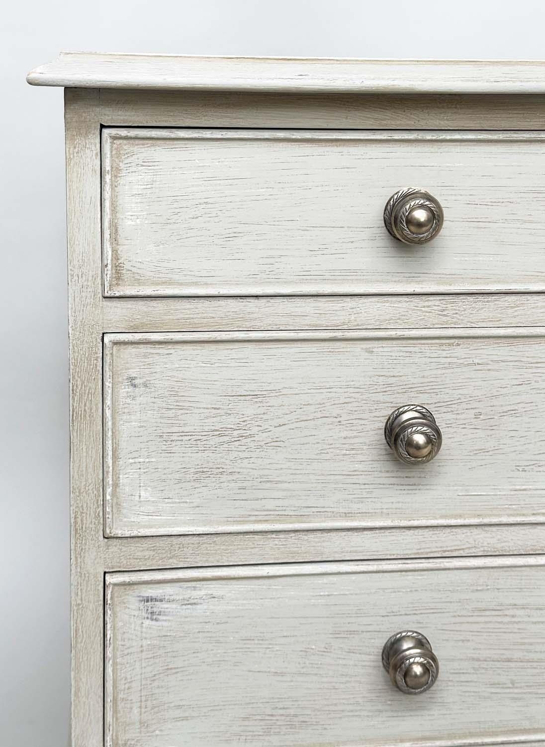 LOW CHEST, Georgian style grey painted with nine drawers and bracket supports, 152cm x 43cm x 67cm - Image 4 of 7
