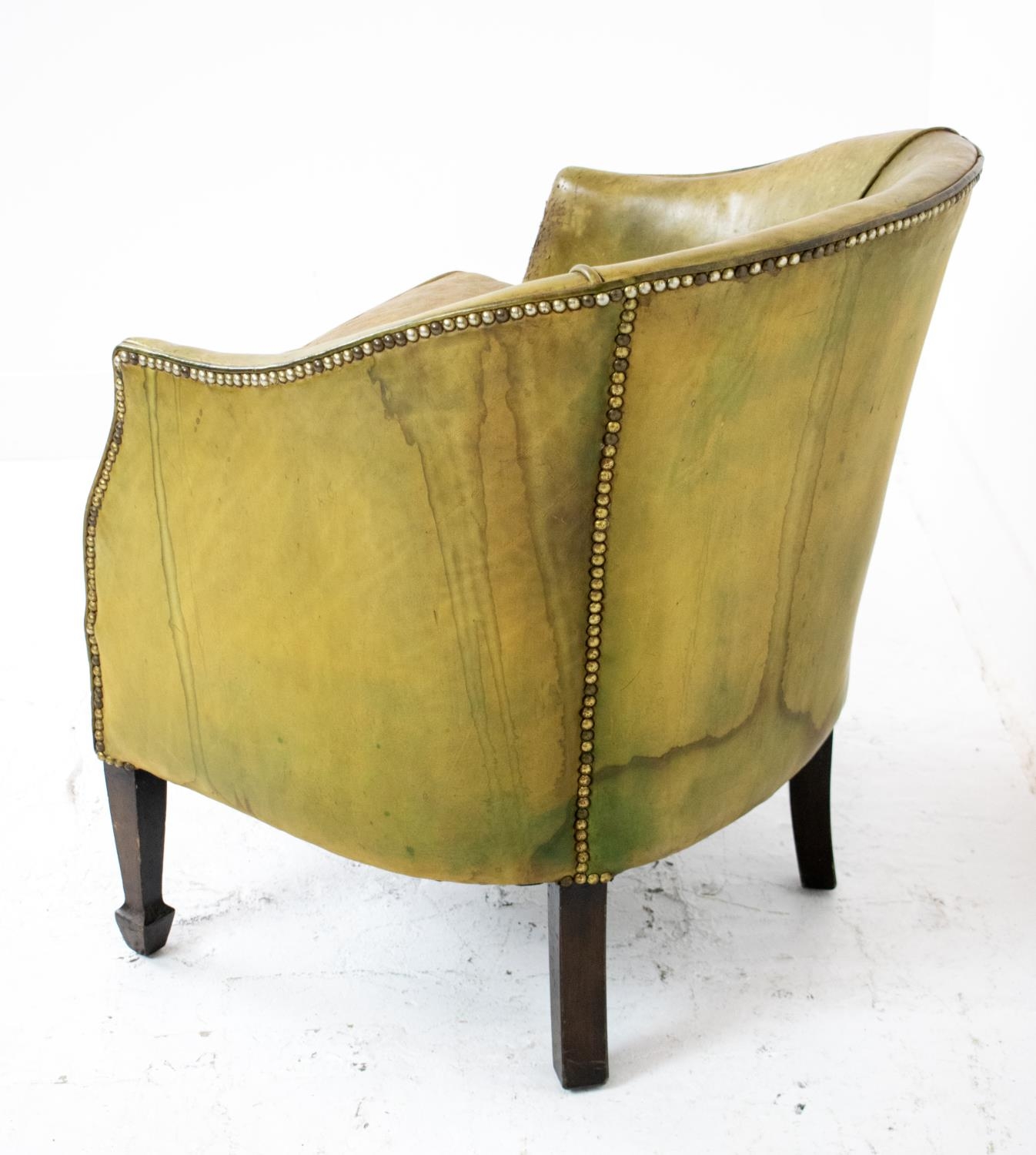 TUB CHAIR, Edwardian in leather with cushion seat, 74cm x 61cm x 65cm. - Image 4 of 4