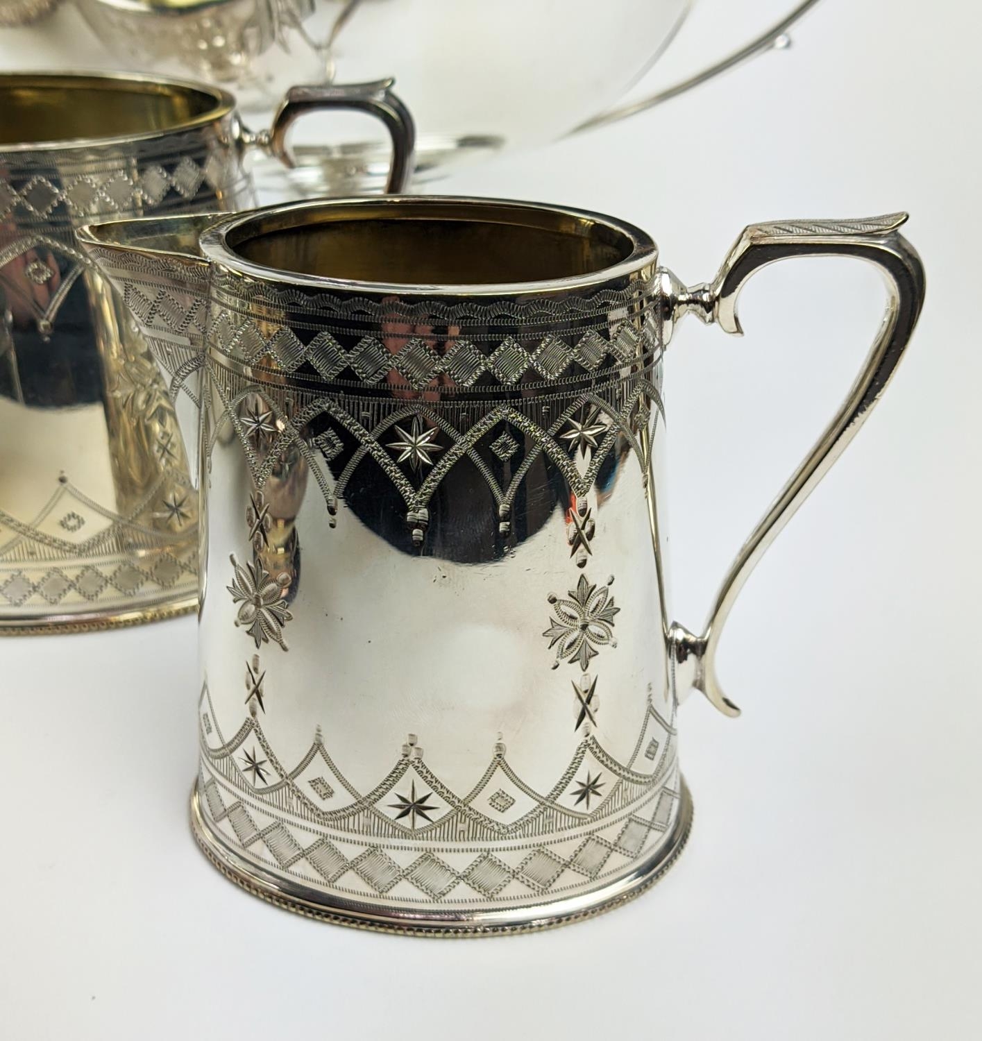 A COLLECTION OF SILVER PLATE, including Victorian tea and coffee service, entree dish, trays, twin - Image 10 of 39