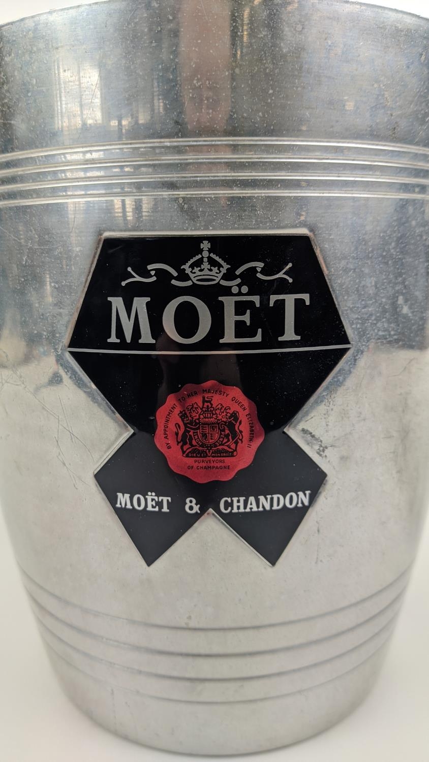 VINTAGE MOET AND CHANDON ALUMINIUM ICE BUCKET, twin handled form, 1980's, 22cm H. - Image 3 of 7