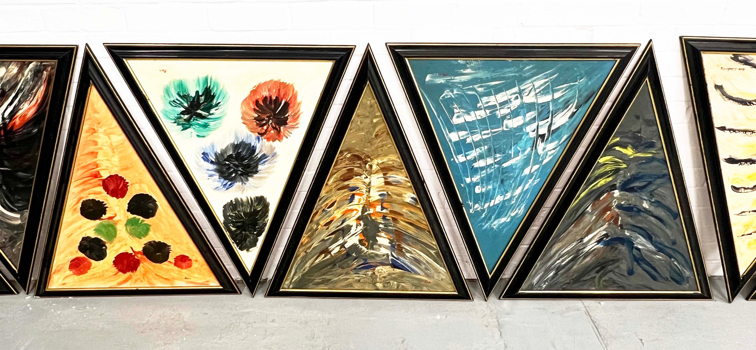 20TH CENTURY BRITISH SCHOOL, 'Abstracts' a set of 15, in ebonised frames, each 88cm x 72cm. (15) - Image 3 of 5