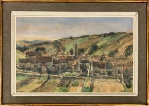SHERMAN CLARK HOEFLICH 'Charentenay', watercolour, 33cms x 54cms ,signed and dated '61.