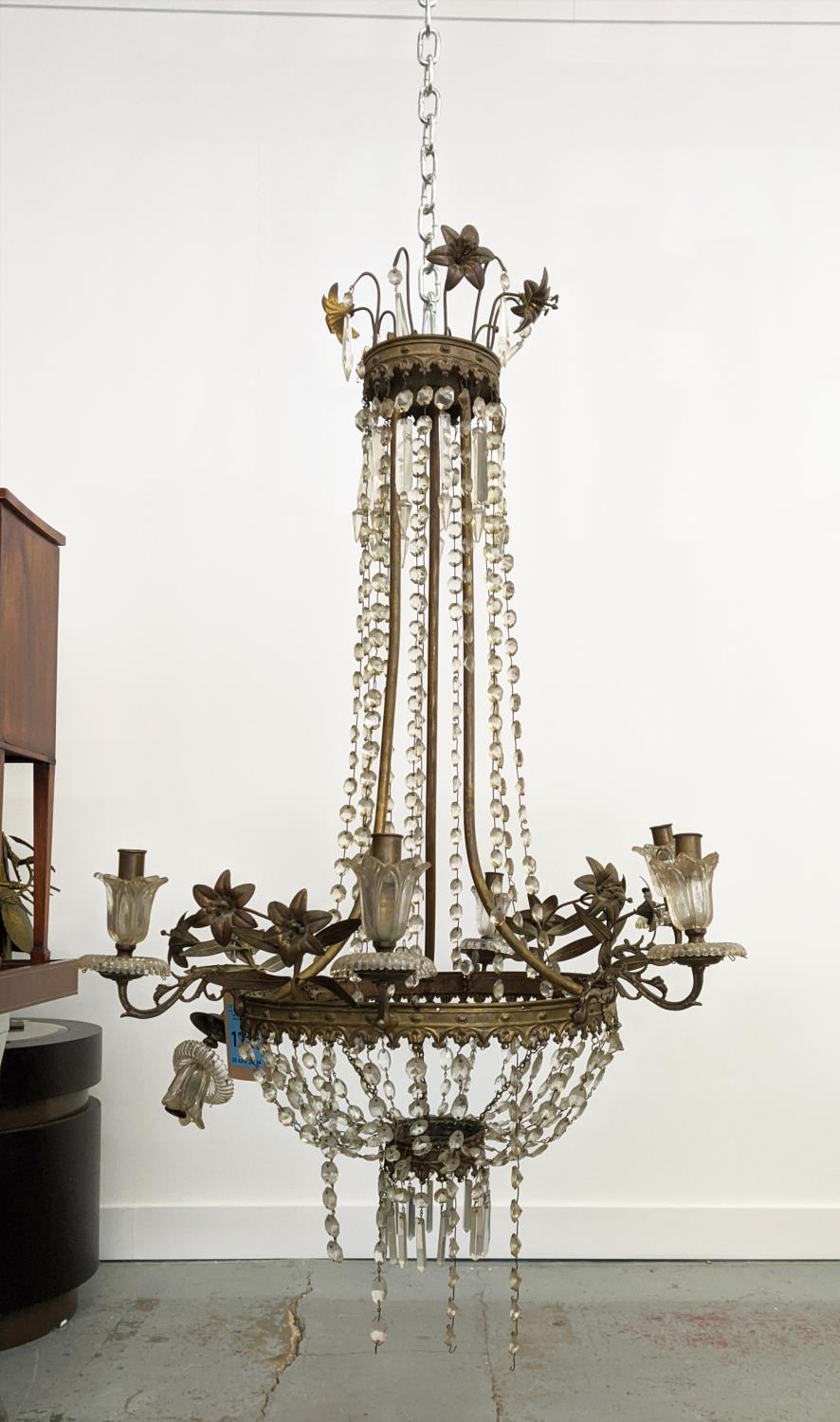 CHANDELIER, late 19th/early 20th century French, six branch, 100cm H approx. - Image 2 of 7
