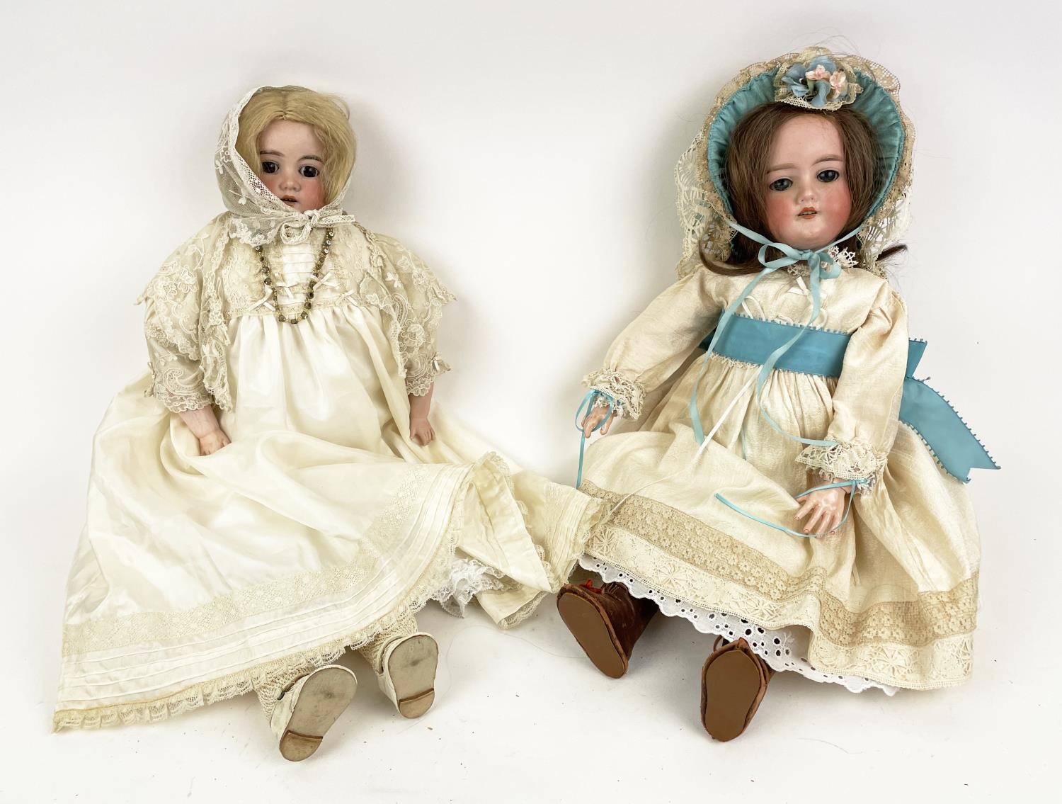 BISQUE HEAD DOLLS, two, c.1900-1910, German by Armand Marseille Kopplesdorf. (2) - Image 6 of 10