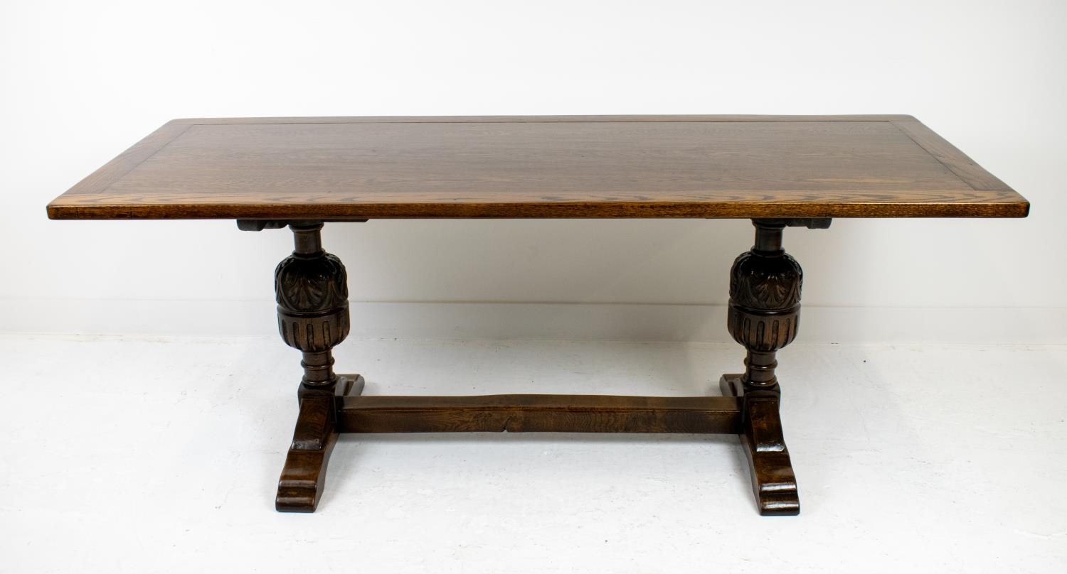 REFECTORY TABLE, early 20th century Jacobean style oak, 75cm H x 195cm W x 81cm.