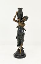AFTER LOUIS AUGUSTE MOREAU (1855-1919), Woman with a water jug, patinated bronze on a circular