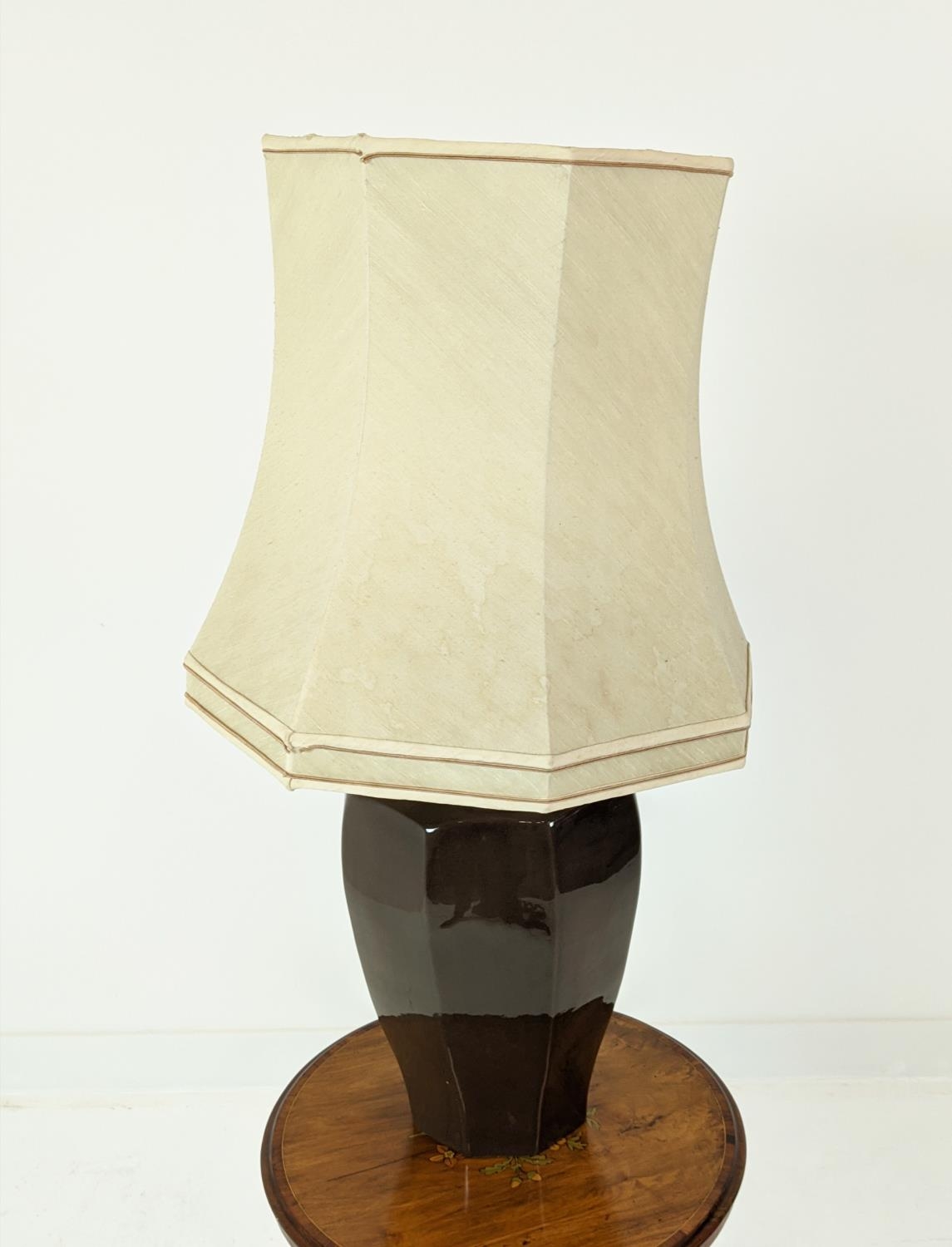 TABLE LAMP, glazed ceramic, with shade, 88cm H approx. - Image 2 of 6