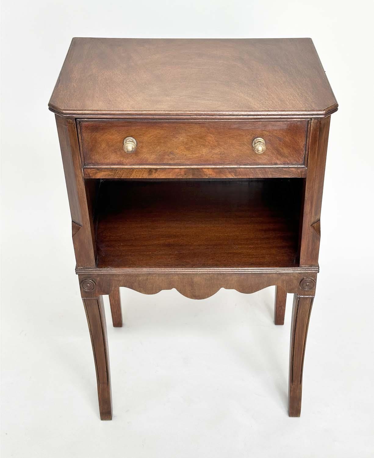 LAMP TABLES, a pair, George III design flame mahogany each with frieze drawer and sabre front - Image 6 of 11