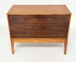 UNIFLEX CHEST, mid 20th century teak with two short and two long drawers, 74cm H x 92cm x 46cm.