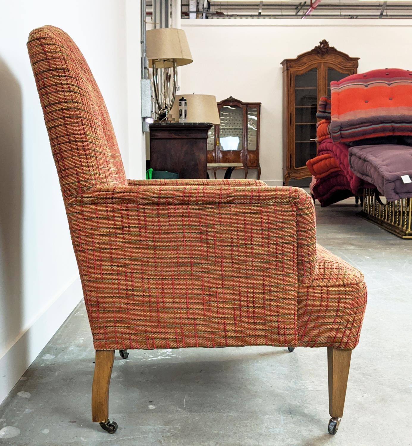 ARMCHAIR, Edwardian in tweed patterned chenille, 98cm H x 70cm x 75cm. - Image 3 of 6