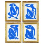 HENRY MATISSE, set of Four Blue Nudes in vintage gilt frames, Nu Bleu VI, Nu Bleu III, Nu Bleu