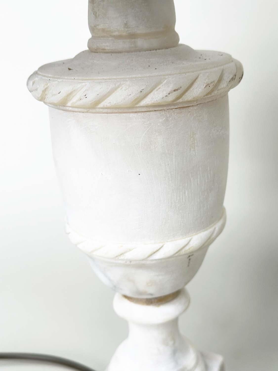 ALBASTER TABLE LAMPS, a pair, urn form on square plinth bases, 54cm H. (2) - Image 5 of 10