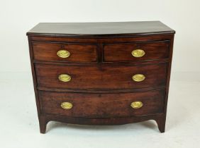 BOWFRONT CHEST, 19th century mahogany of four drawers, 84cm H x 102cm W x 50cm D.