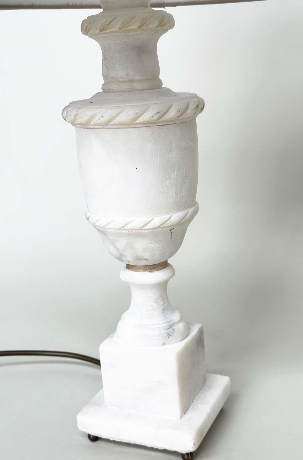 ALBASTER TABLE LAMPS, a pair, urn form on square plinth bases, 54cm H. (2) - Image 4 of 10