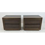 SIDE CHESTS, a pair, each with two drawers metal detail, 76cm x 48cm x 61cm. (2)