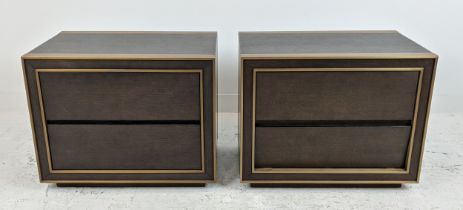 SIDE CHESTS, a pair, each with two drawers metal detail, 76cm x 48cm x 61cm. (2)