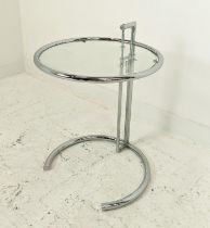 EILEEN GRAY E1027 STYLE SIDE TABLE, adjustable height, 51cm D x 64cm-96cm H.