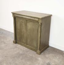 SIDE CABINET, Victorian green painted with drawer above two doors enclosing shelves, 98cm H x